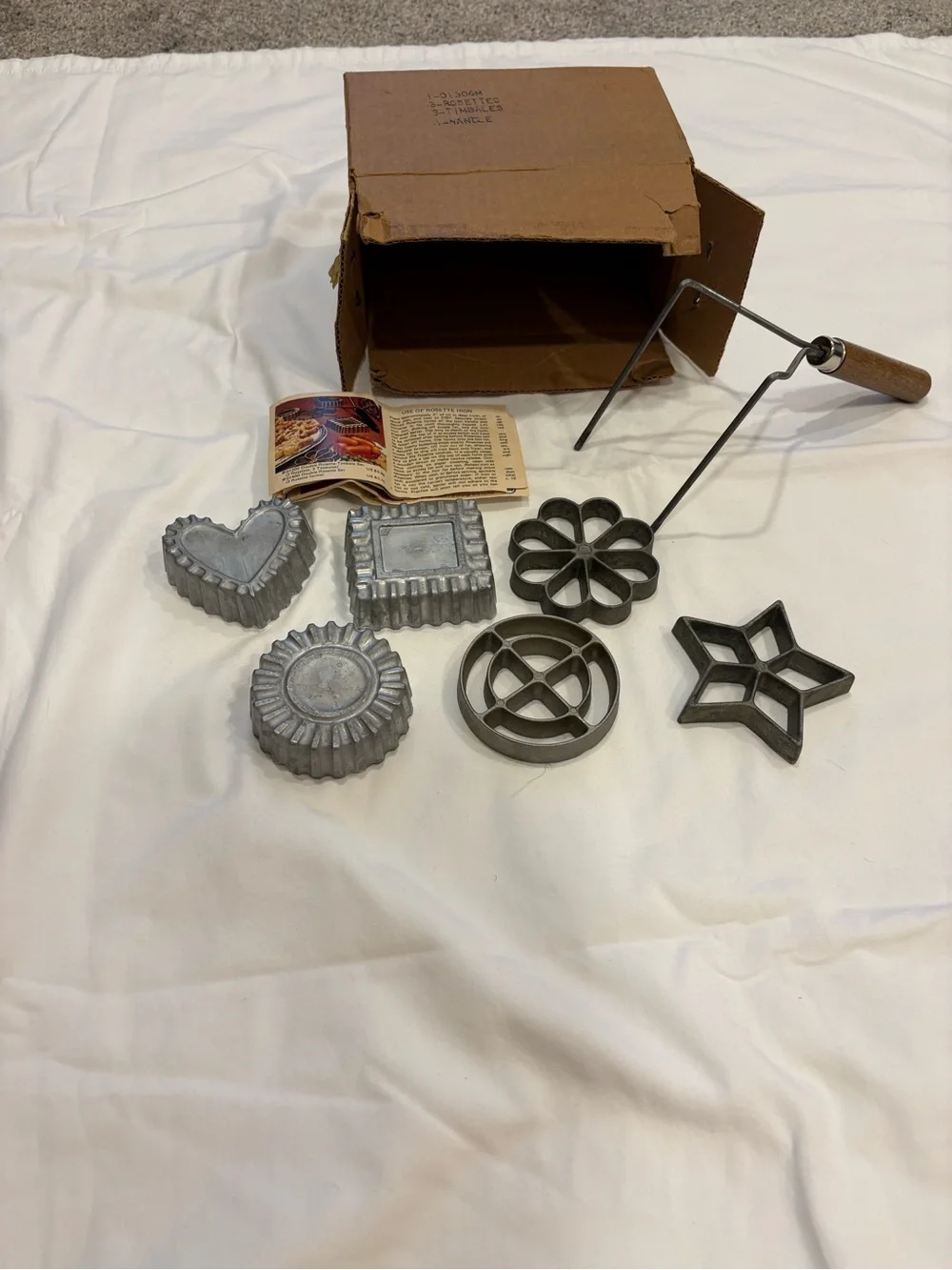 Vtg. Nordic Ware Double Rosette & Timbale Iron with 6 Molds in Box W/Pamphlet